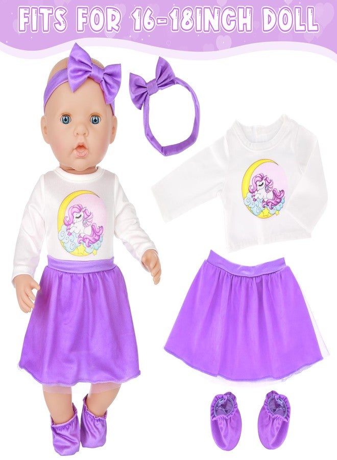UNICORN ELEMENT Baby Doll Diaper Bag Set with 14-16 Inch Doll Clothes and Accessories Included Bottles, Pacifier, Diaper, Headband Best Gift for Kids - Image 4